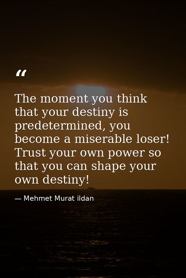 The moment you think that your destiny is predetermined, you become a miserable loser! Trust your own power so that you  — Mehmet Murat ildan