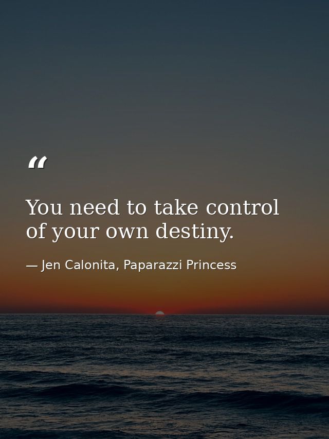 You need to take control of your own destiny. — Jen Calonita, Paparazzi Princess