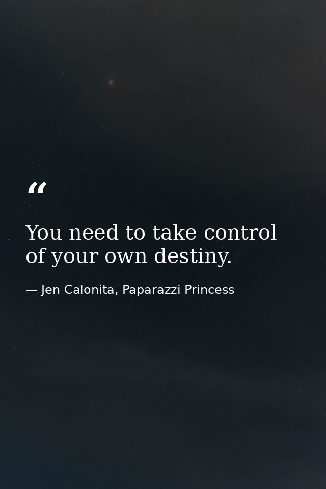You need to take control of your own destiny. — Jen Calonita, Paparazzi Princess