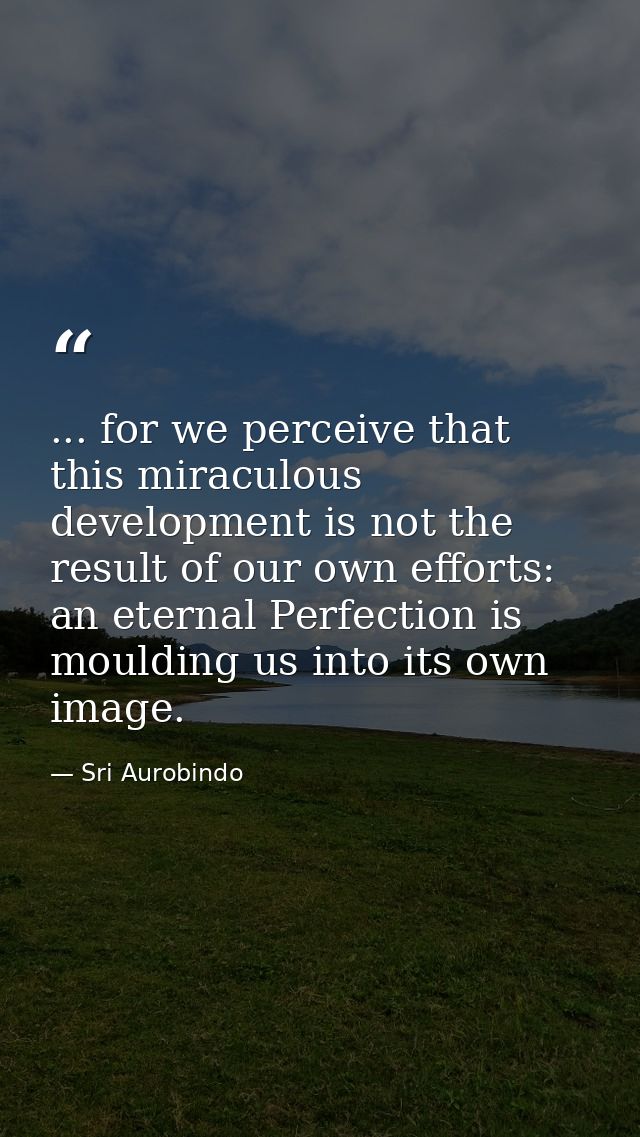 ... for we perceive that this miraculous development is not the result of our own efforts: an eternal Perfection is moul — Sri Aurobindo