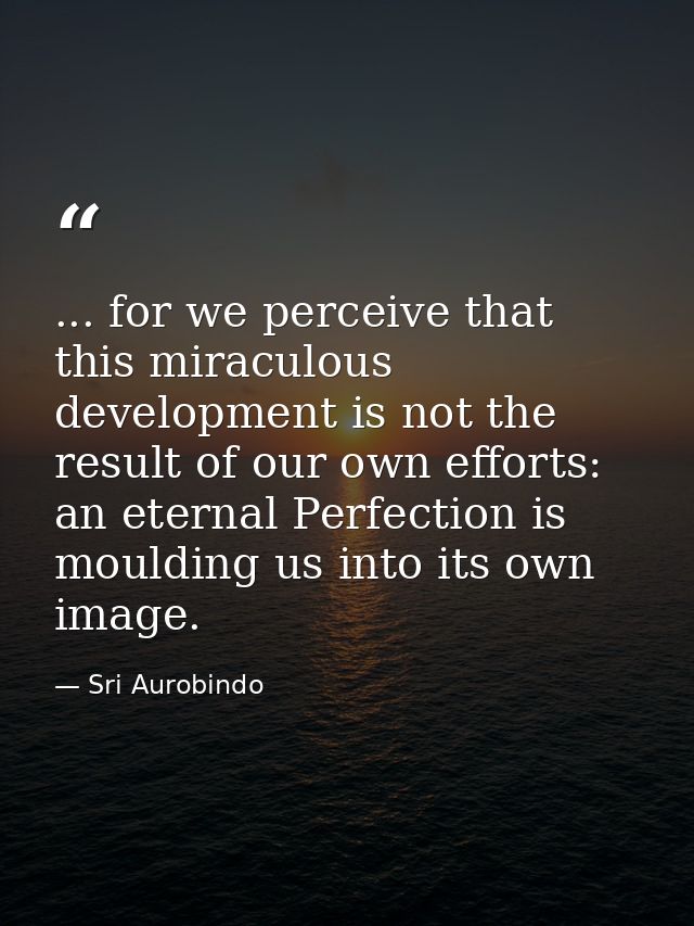 ... for we perceive that this miraculous development is not the result of our own efforts: an eternal Perfection is moul — Sri Aurobindo