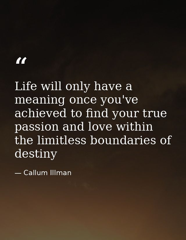 Life will only have a meaning once you've achieved to find your true passion and love within the limitless boundaries of — Callum Illman