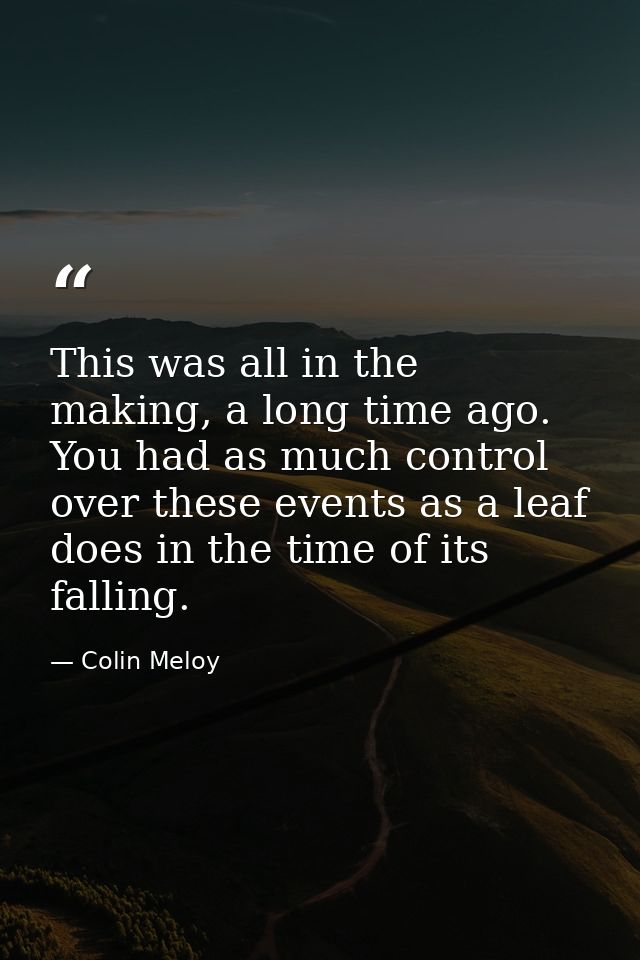 This was all in the making, a long time ago. You had as much control over these events as a leaf does in the time of its — Colin Meloy