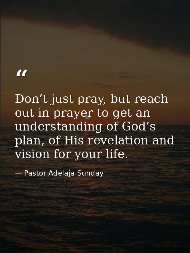 Don’t just pray, but reach out in prayer to get an understanding of God’s plan, of His revelation and vision for your li — Pastor Adelaja Sunday