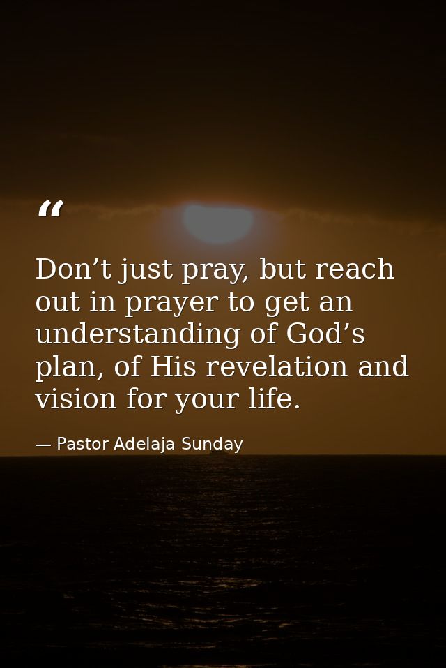 Don’t just pray, but reach out in prayer to get an understanding of God’s plan, of His revelation and vision for your li — Pastor Adelaja Sunday