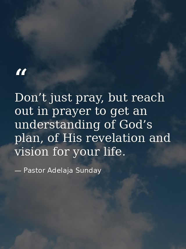 Don’t just pray, but reach out in prayer to get an understanding of God’s plan, of His revelation and vision for your li — Pastor Adelaja Sunday