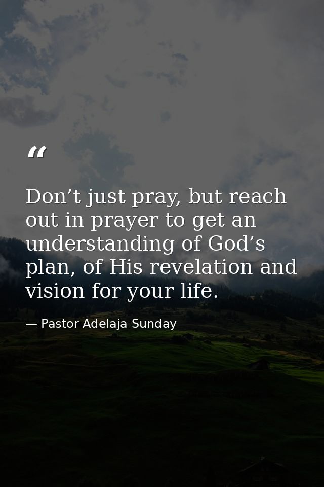 Don’t just pray, but reach out in prayer to get an understanding of God’s plan, of His revelation and vision for your li — Pastor Adelaja Sunday
