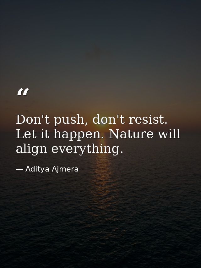 Don't push, don't resist. Let it happen. Nature will align everything. — Aditya Ajmera