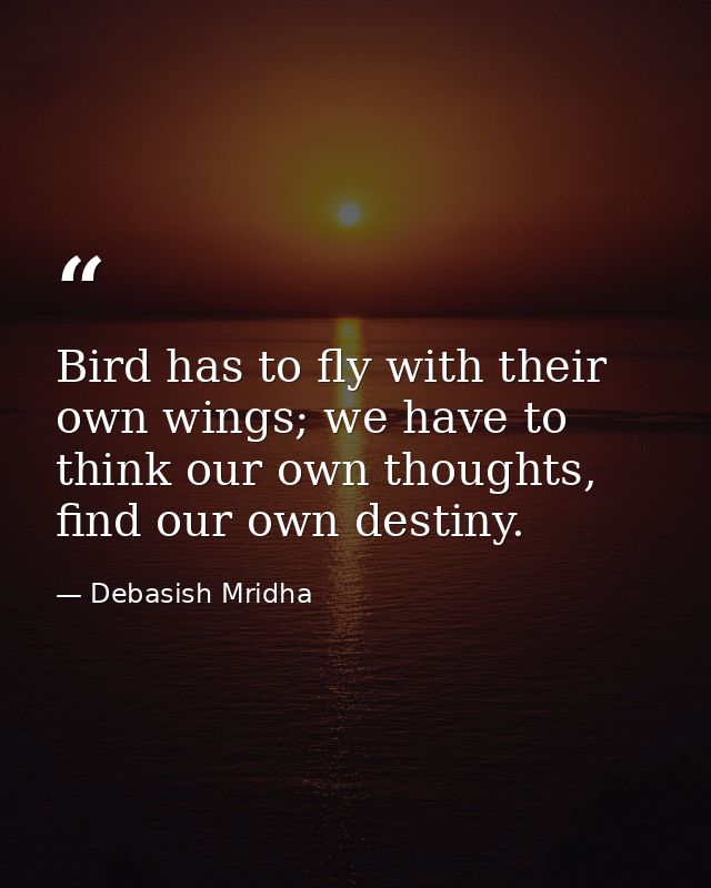 Bird has to fly with their own wings; we have to think our own thoughts, find our own destiny. — Debasish Mridha