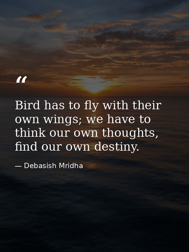 Bird has to fly with their own wings; we have to think our own thoughts, find our own destiny. — Debasish Mridha