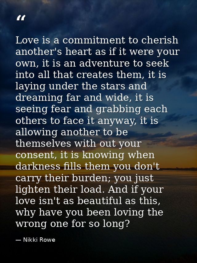 Love is a commitment to cherish another's heart as if it were your own, it is an adventure to seek into all that creates — Nikki Rowe