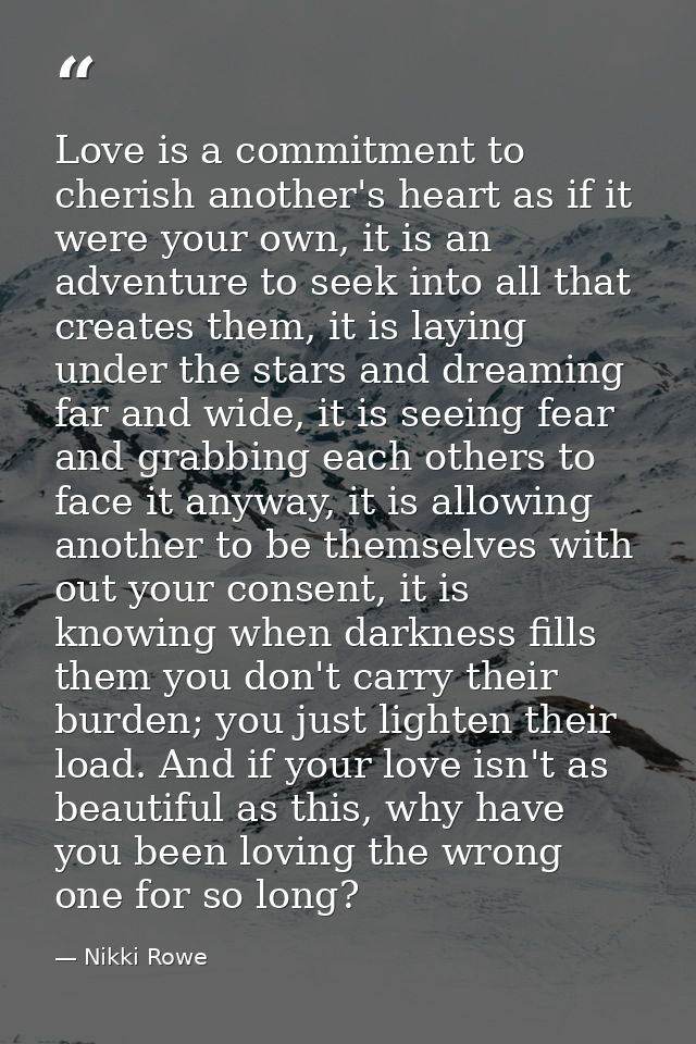 Love is a commitment to cherish another's heart as if it were your own, it is an adventure to seek into all that creates — Nikki Rowe
