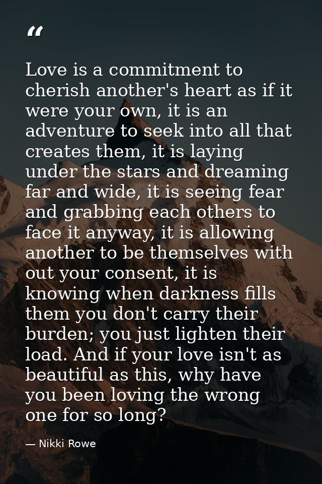 Love is a commitment to cherish another's heart as if it were your own, it is an adventure to seek into all that creates — Nikki Rowe