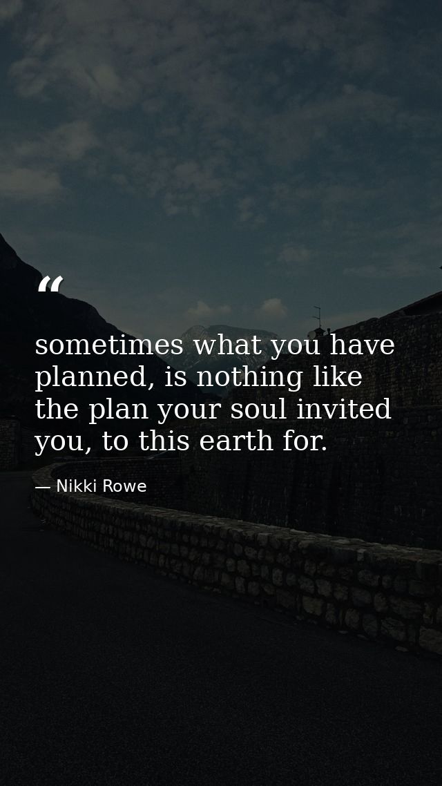 sometimes what you have planned, is nothing like the plan your soul invited you, to this earth for. — Nikki Rowe