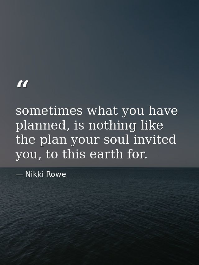 sometimes what you have planned, is nothing like the plan your soul invited you, to this earth for. — Nikki Rowe