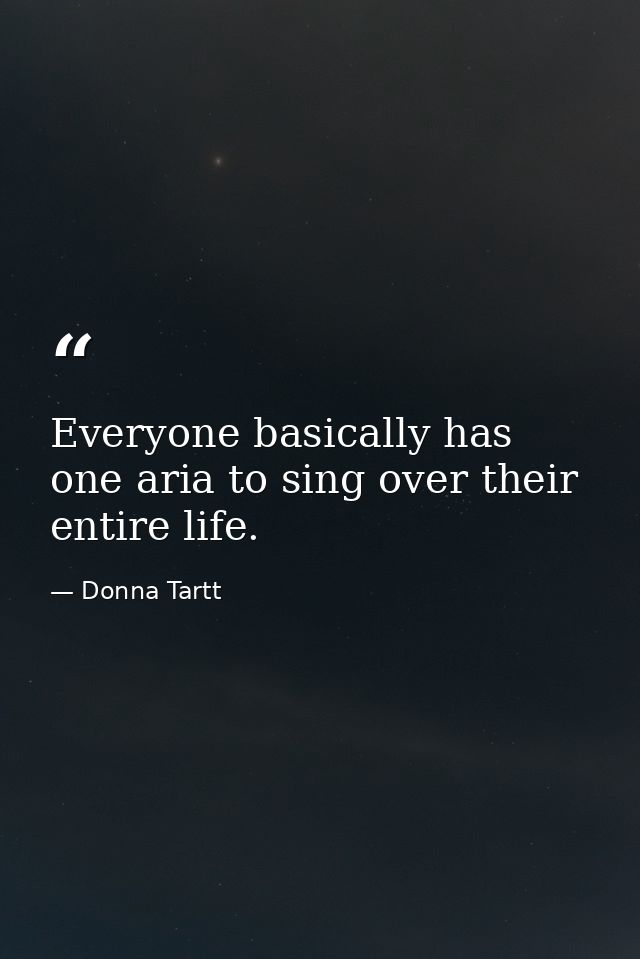 Everyone basically has one aria to sing over their entire life. — Donna Tartt