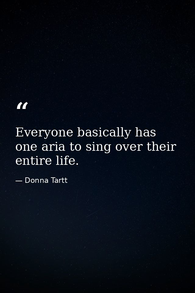 Everyone basically has one aria to sing over their entire life. — Donna Tartt