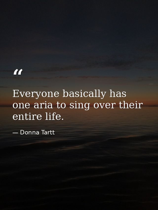 Everyone basically has one aria to sing over their entire life. — Donna Tartt