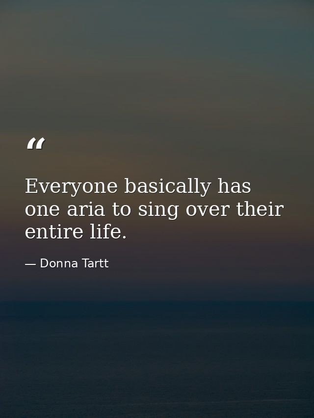 Everyone basically has one aria to sing over their entire life. — Donna Tartt