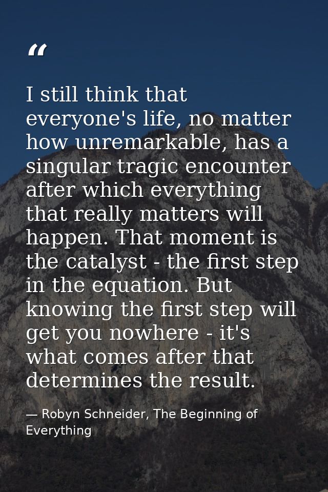 I still think that everyone's life, no matter how unremarkable, has a singular tragic encounter after which everything t — Robyn Schneider, The Beginning of Everything