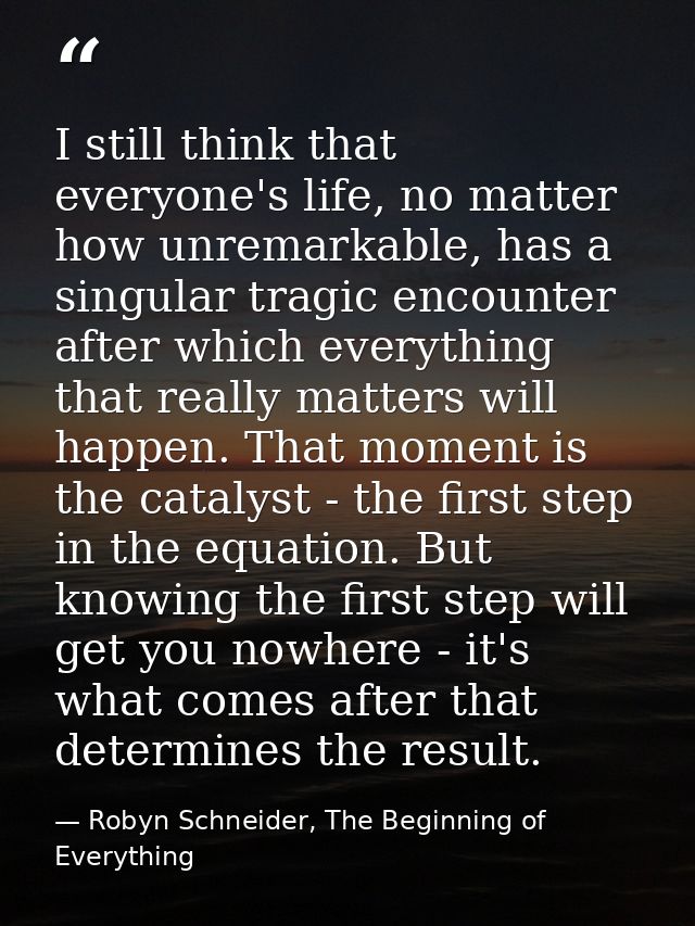 I still think that everyone's life, no matter how unremarkable, has a singular tragic encounter after which everything t — Robyn Schneider, The Beginning of Everything