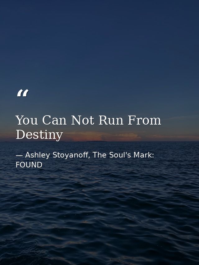You Can Not Run From Destiny — Ashley Stoyanoff, The Soul's Mark: FOUND