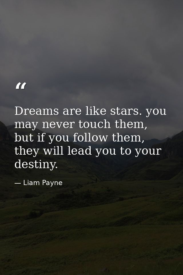 Dreams are like stars. you may never touch them, but if you follow them, they will lead you to your destiny. — Liam Payne