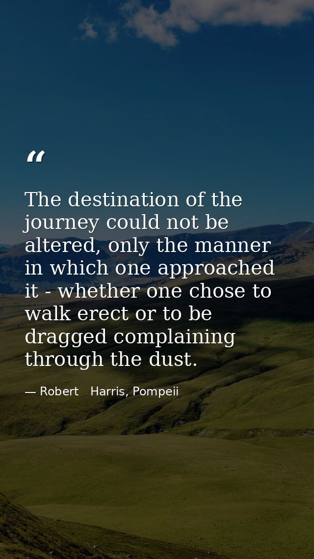The destination of the journey could not be altered, only the manner in which one approached it - whether one chose to w — Robert   Harris, Pompeii