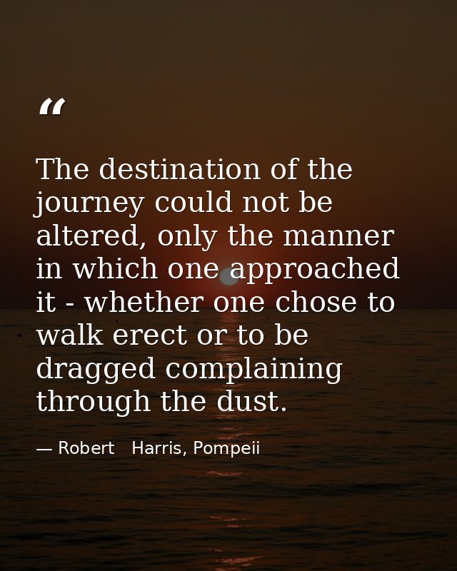 The destination of the journey could not be altered, only the manner in which one approached it - whether one chose to w — Robert   Harris, Pompeii
