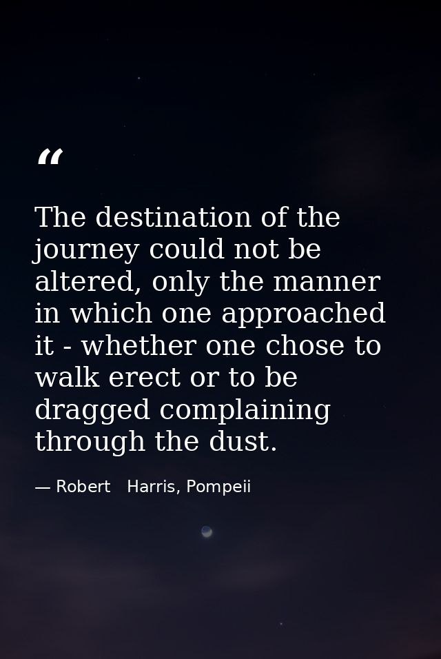 The destination of the journey could not be altered, only the manner in which one approached it - whether one chose to w — Robert   Harris, Pompeii