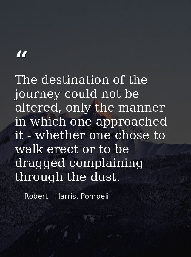 The destination of the journey could not be altered, only the manner in which one approached it - whether one chose to w — Robert   Harris, Pompeii
