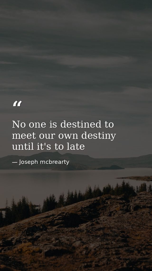 No one is destined to meet our own destiny until it's to late — Joseph mcbrearty