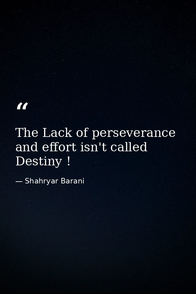 The Lack of perseverance and effort isn't called Destiny ! — Shahryar Barani