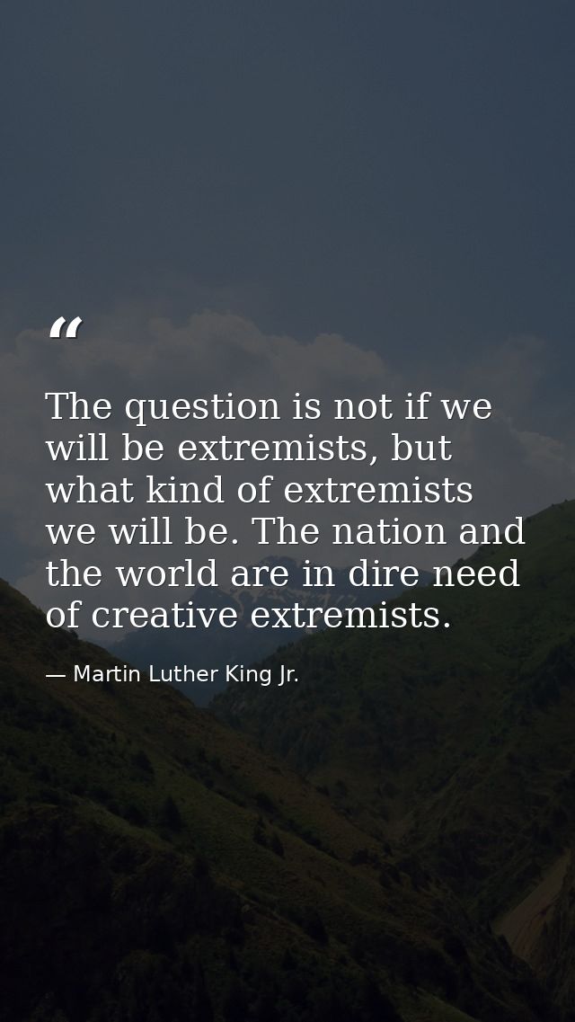 The question is not if we will be extremists, but what kind of extremists we will be. The nation and the world are in di — Martin Luther King Jr.