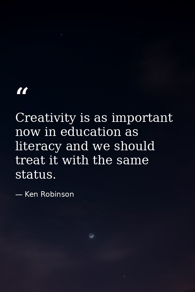Creativity is as important now in education as literacy and we should treat it with the same status. — Ken Robinson