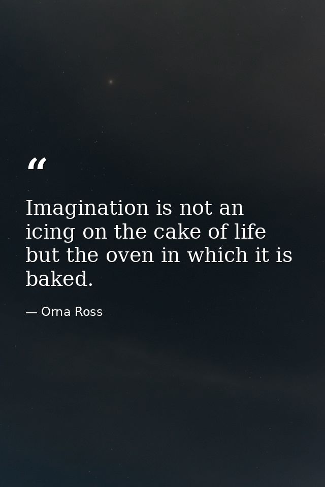 Imagination is not an icing on the cake of life but the oven in which it is baked. — Orna Ross