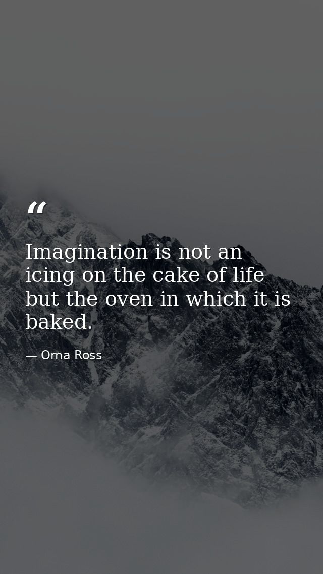 Imagination is not an icing on the cake of life but the oven in which it is baked. — Orna Ross