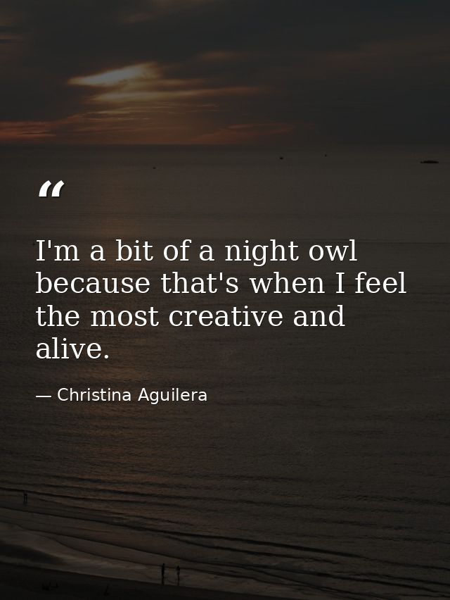 I'm a bit of a night owl because that's when I feel the most creative and alive. — Christina Aguilera