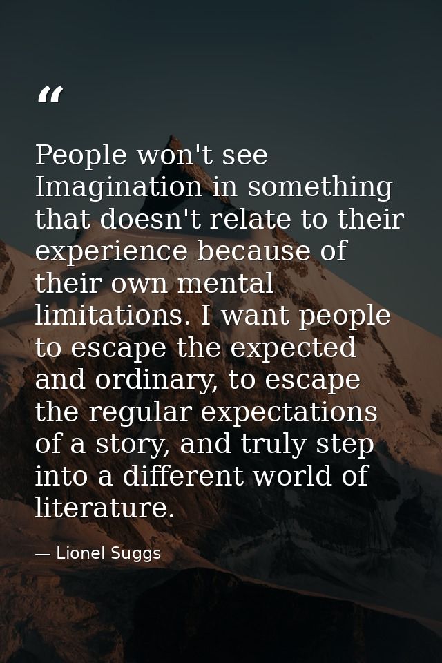 People won't see Imagination in something that doesn't relate to their experience because of their own mental limitation — Lionel Suggs