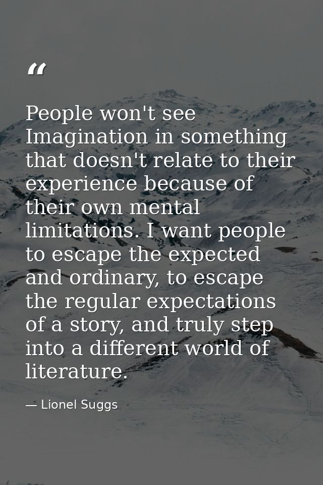 People won't see Imagination in something that doesn't relate to their experience because of their own mental limitation — Lionel Suggs