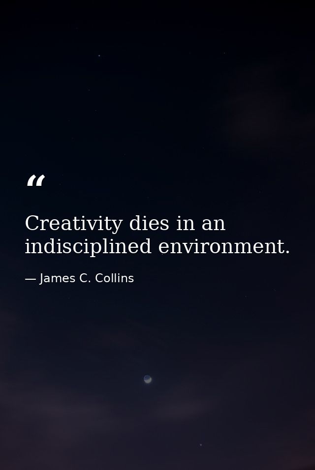 Creativity dies in an indisciplined environment. — James C. Collins