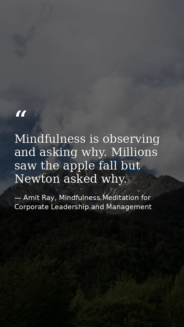 Mindfulness is observing and asking why. Millions saw the apple fall but Newton asked why. — Amit Ray, Mindfulness Meditation for Corporate Leadership and Management
