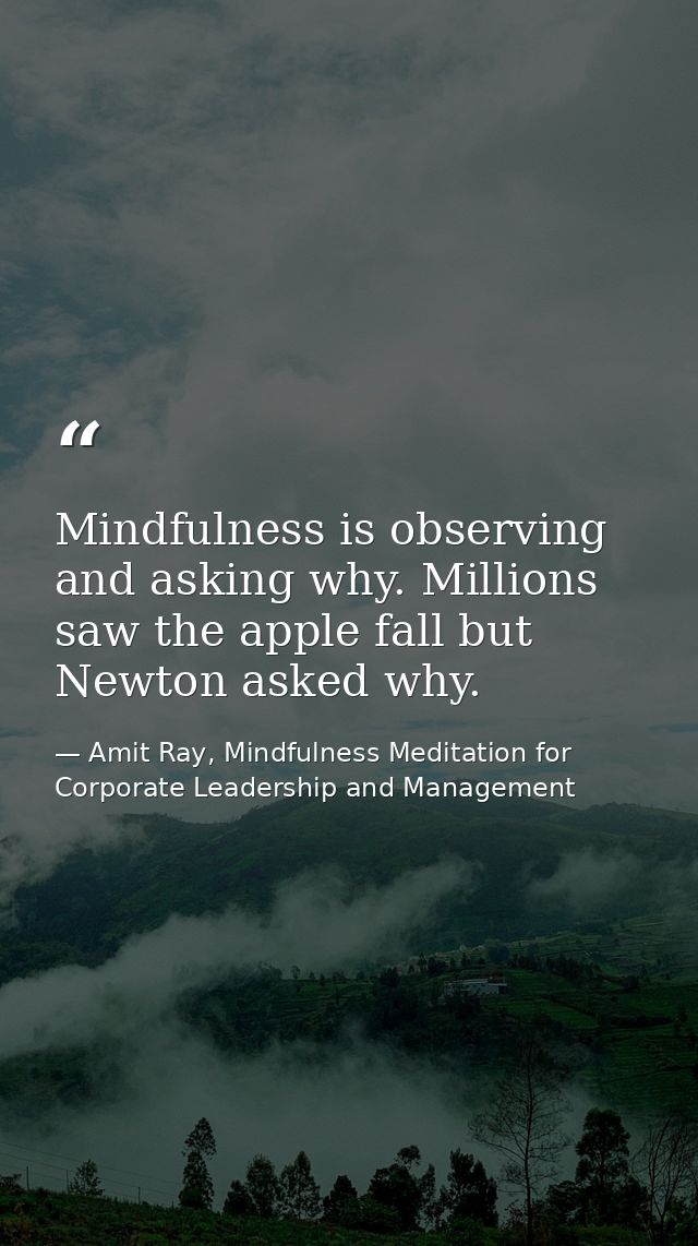 Mindfulness is observing and asking why. Millions saw the apple fall but Newton asked why. — Amit Ray, Mindfulness Meditation for Corporate Leadership and Management