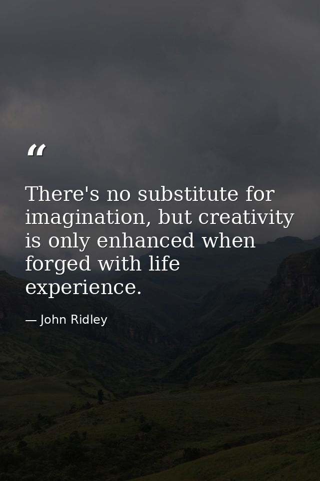 There's no substitute for imagination, but creativity is only enhanced when forged with life experience. — John Ridley