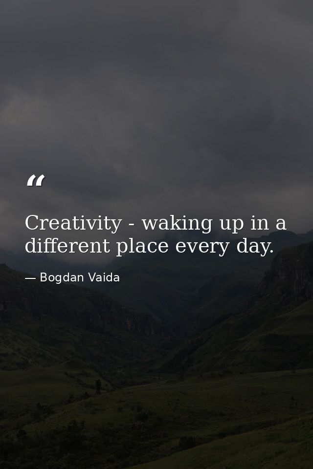 Creativity - waking up in a different place every day. — Bogdan Vaida