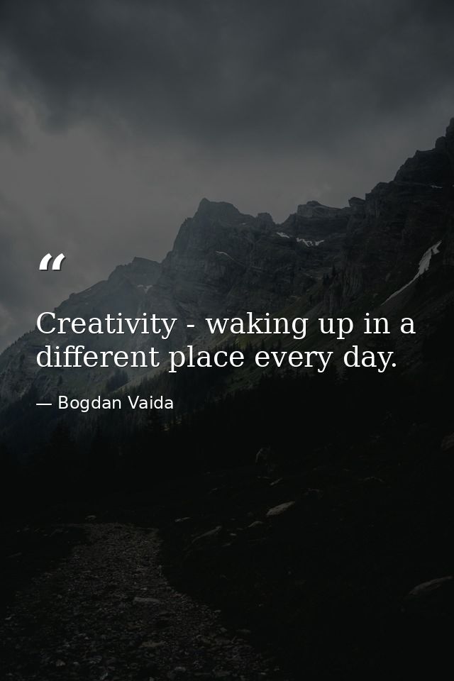 Creativity - waking up in a different place every day. — Bogdan Vaida