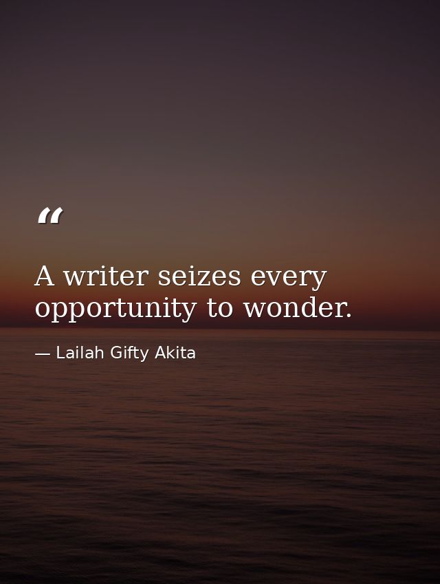 A writer seizes every opportunity to wonder. — Lailah Gifty Akita