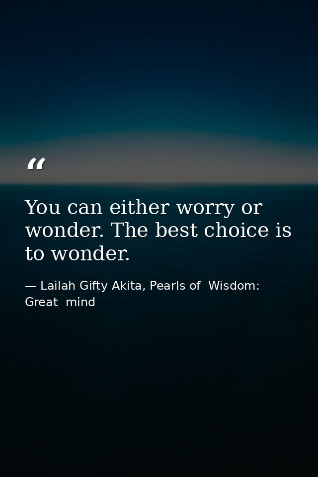 You can either worry or wonder. The best choice is to wonder. — Lailah Gifty Akita, Pearls of  Wisdom: Great  mind