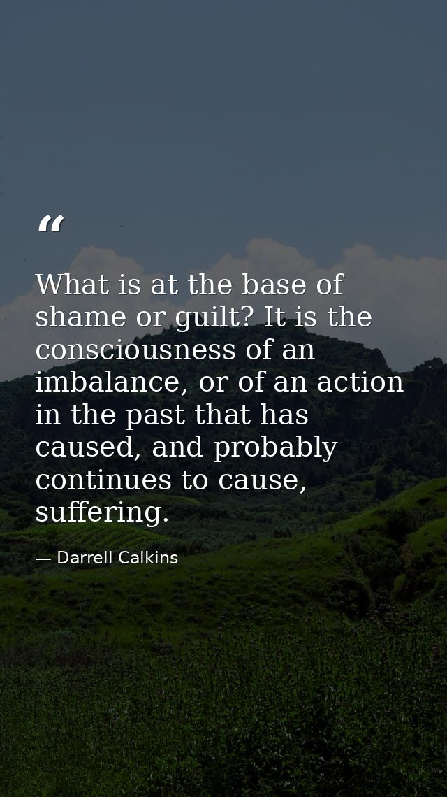 What is at the base of shame or guilt? It is the consciousness of an imbalance, or of an action in the past that has cau — Darrell Calkins