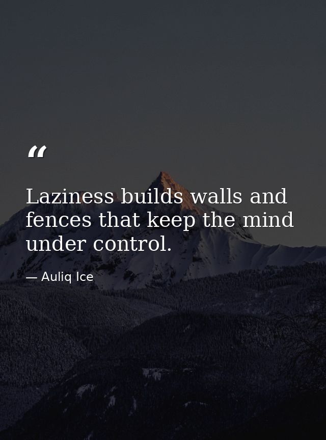 Laziness builds walls and fences that keep the mind under control. — Auliq Ice